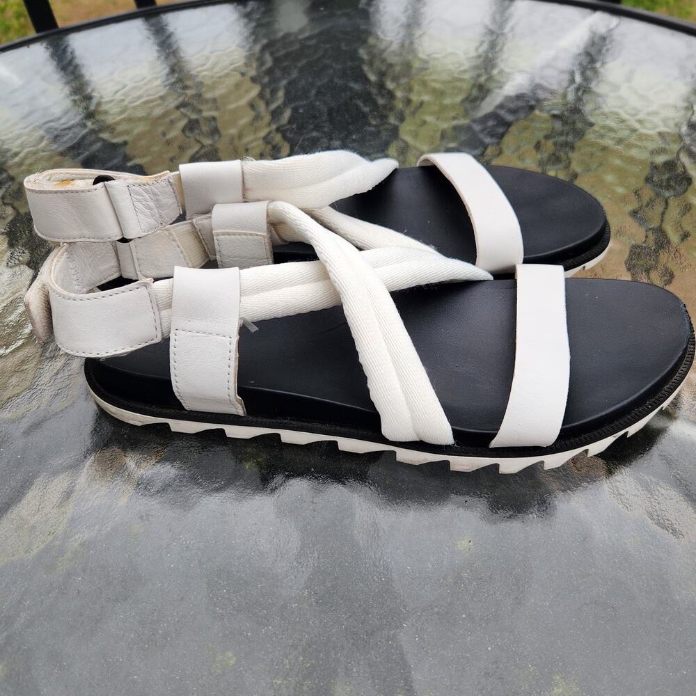 Sorel Women Slingback Platform Sandals Sz 8 White Strappy Adjustable Comfort